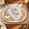 Gather and Give Thanks Platter with Personalized Family Name and Year