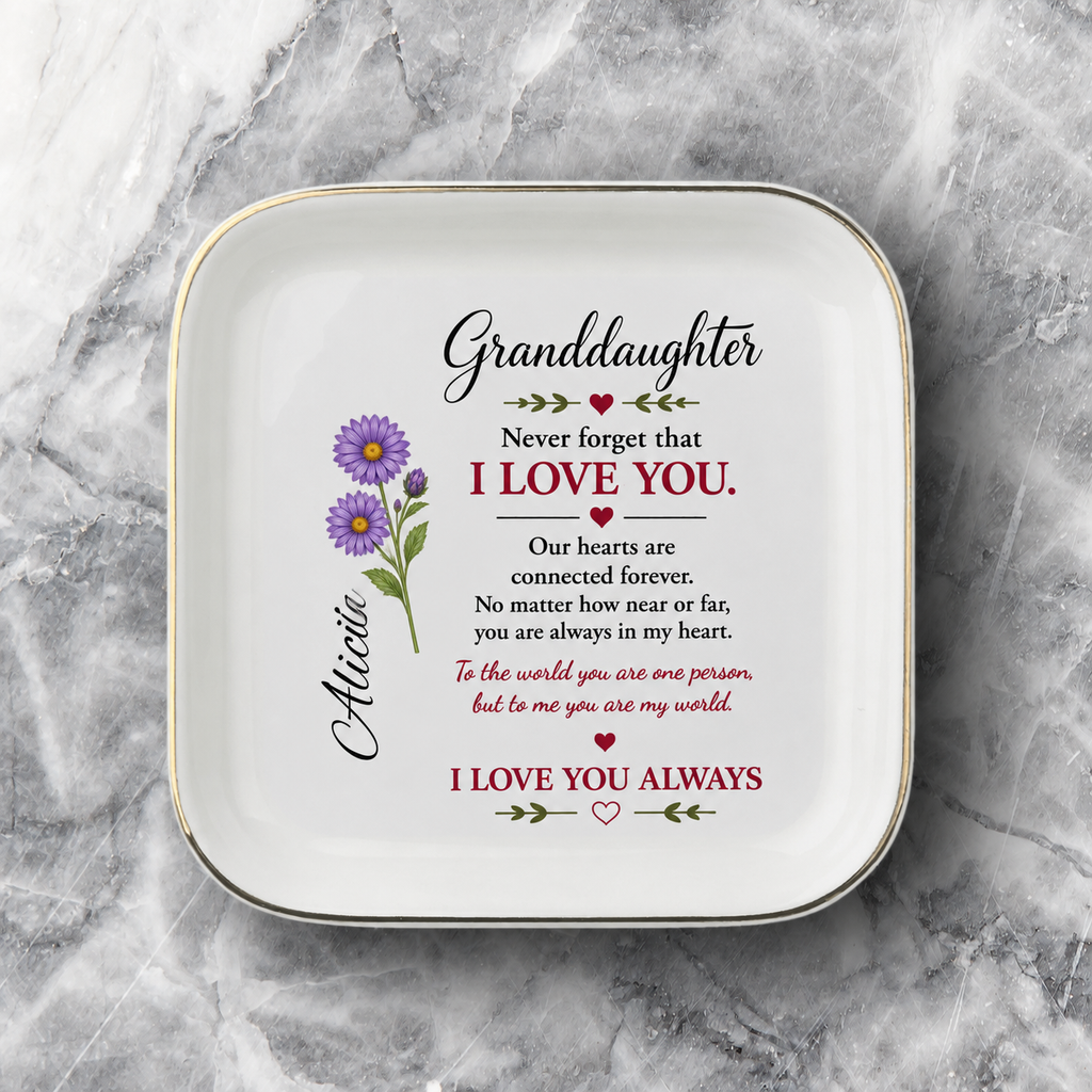 Personalized Granddaughter Jewelry Dish - Custom Message Ceramic Keepsake from Grandma