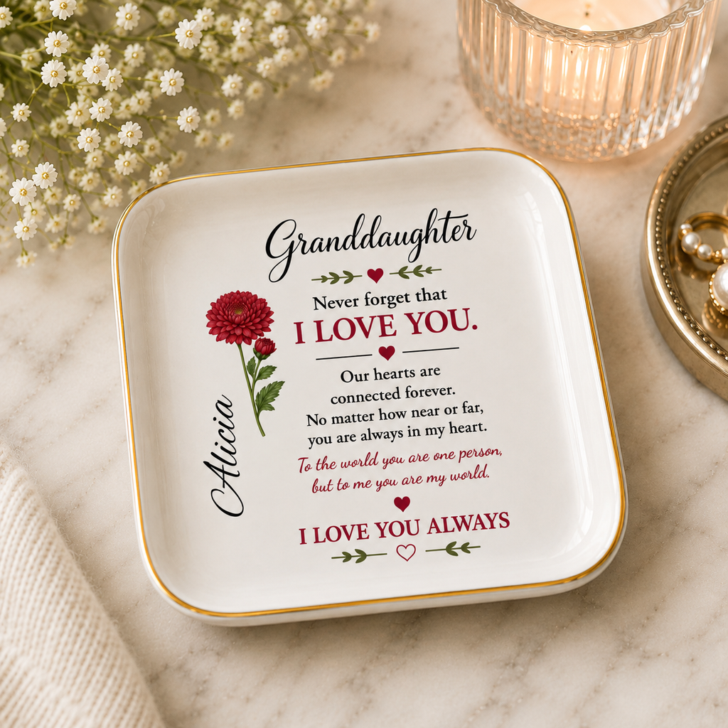 Personalized Granddaughter Jewelry Dish - Custom Message Ceramic Keepsake from Grandma