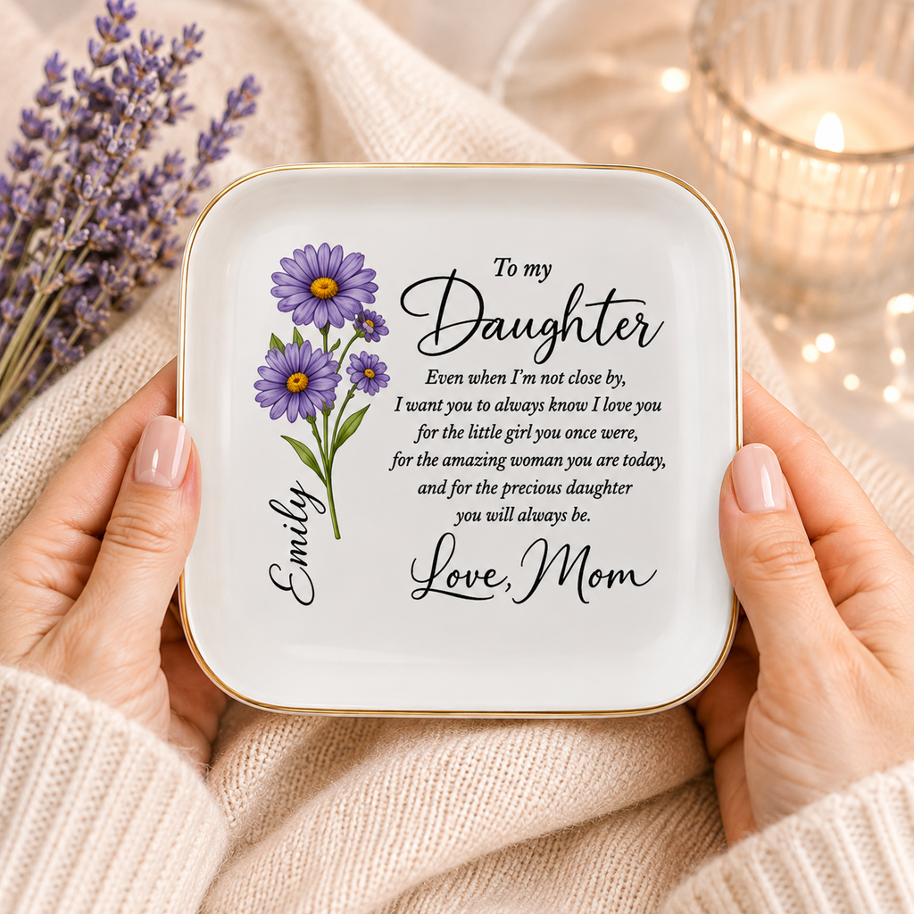 Personalized Daughter Jewelry Dish - Custom Message Ceramic Keepsake for Your Daughter
