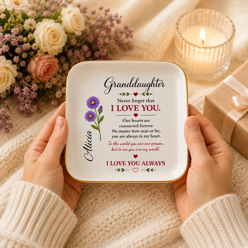 Personalized Granddaughter Jewelry Dish - Custom Message Ceramic Keepsake from Grandma