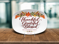 Personalized Thankful Grateful Blessed Thanksgiving Platter - Custom Family Name